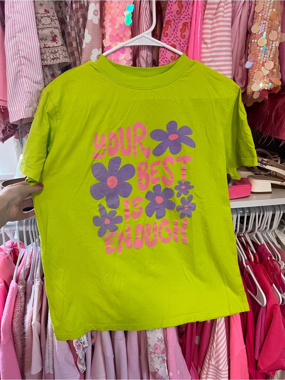 Pink Lilly-Lime Green 'Your Best Is Enough' Graphic Tee